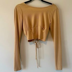 Open back tie up crop shirt